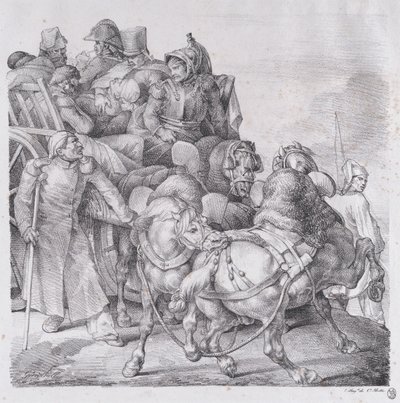 負傷した兵士を乗せたカート、1818年。 作： Theodore Gericault