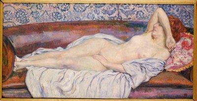 リクライニングヌード 作： Théo van Rysselberghe