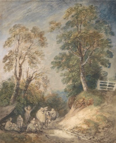 Country Lane com ciganos descansando 作： Thomas Gainsborough