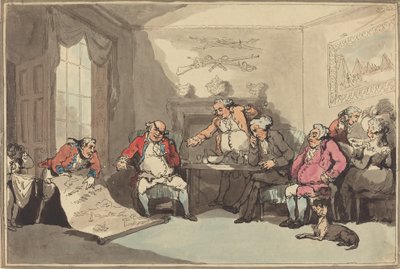 民兵会議、おそらく 1799 年。 作： Thomas Rowlandson