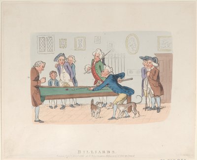 ビリヤード、1803年4月、1803年4月。 作： Thomas Rowlandson