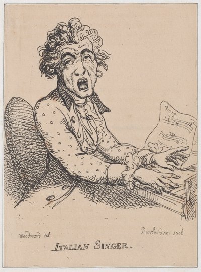 イタリアの歌手、1808 年 4 月、1808 年 4 月。 作： Thomas Rowlandson