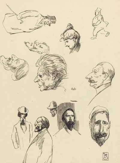 人物と頭の研究 作： Théophile Alexandre Steinlen