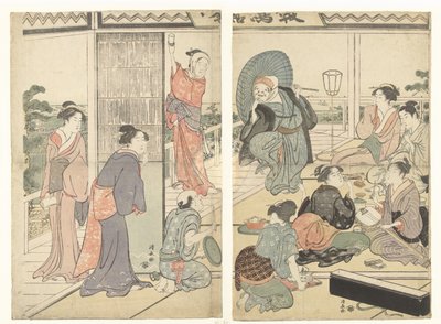 公明館茶屋のごちそう 作： Torii Kiyonaga