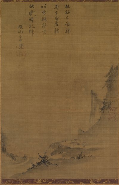 月明かりの下での山の風景、1200年代。 作： Unbekannt