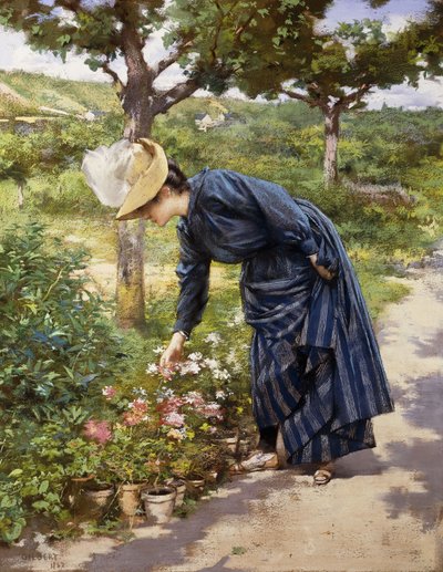 庭の女、1887 作： Victor Gabriel Gilbert