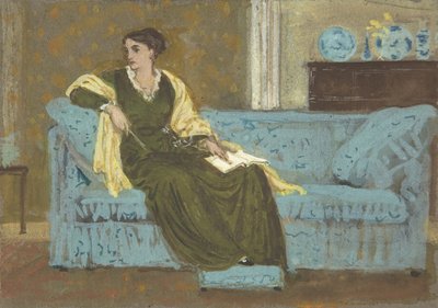 ソファに座る女性 1865-1915年 作： Walter Crane