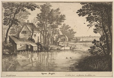 アングラーのいる風景、1650年。 作： Wenceslaus Hollar