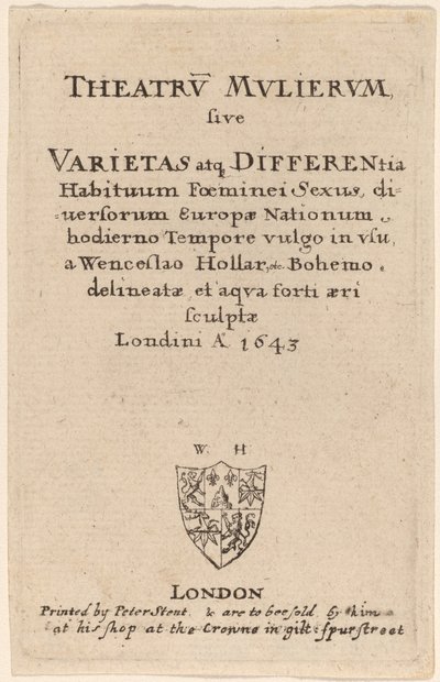 Theatrum mulierum: Title Page, 1643. 作： Wenceslaus Hollar