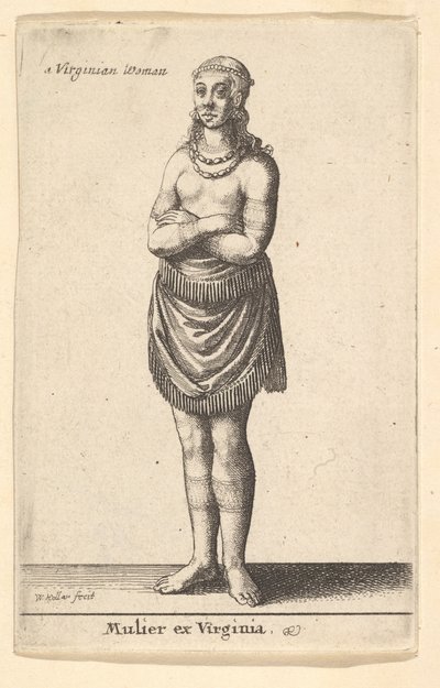 バージニア州の女性、ca。 1643年。 作： Wenceslaus Hollar