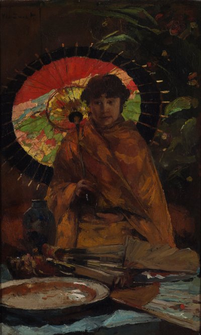 日本のパラソルを持つ少女、1899年頃 作： Willem de Zwart