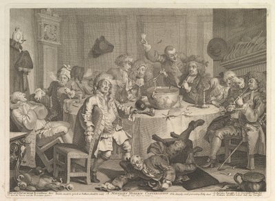 1732年3月、真夜中の現代の会話。 作： William Hogarth