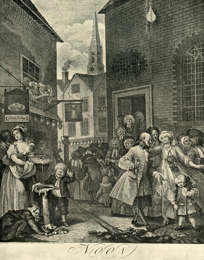 正午のコベントガーデン、1738年、1925年。 作： William Hogarth