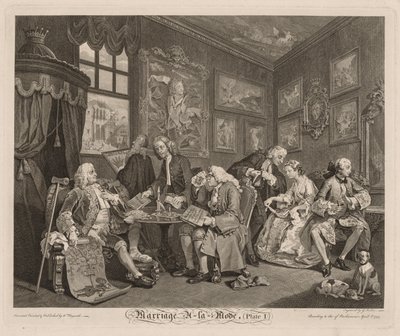 結婚アラモード：契約、1745。 作： William Hogarth