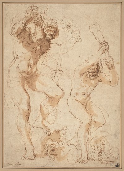 ヒドラを倒すヘラクレス 作： called Guercino Giovanni Francesco Barbieri