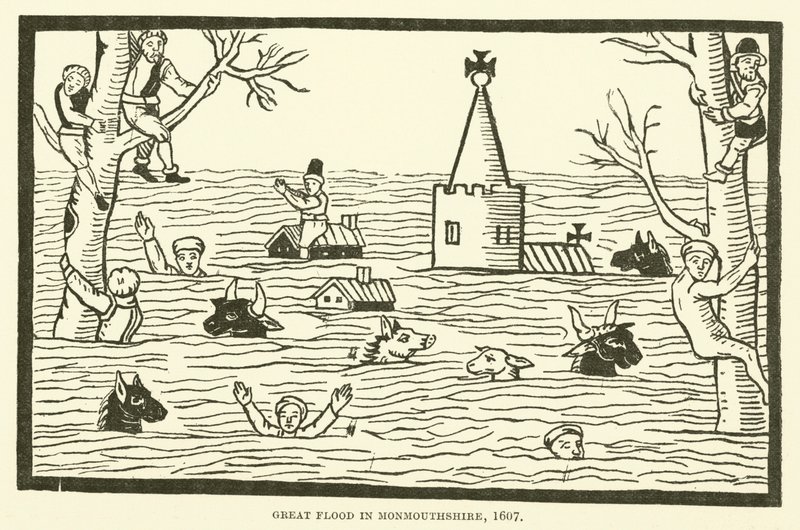 モンマスシャーの大洪水、1607年 作： 英語学校