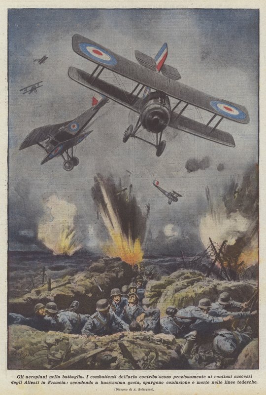戦闘中の飛行機 作： アキレ・ベルトラーメ