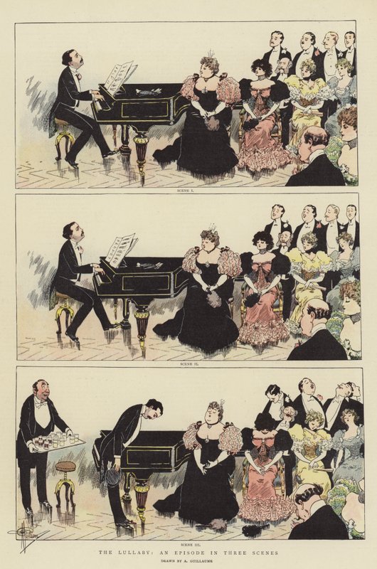子守唄、3つのシーンのエピソード（chromolitho） 作： アルバートギヨーム