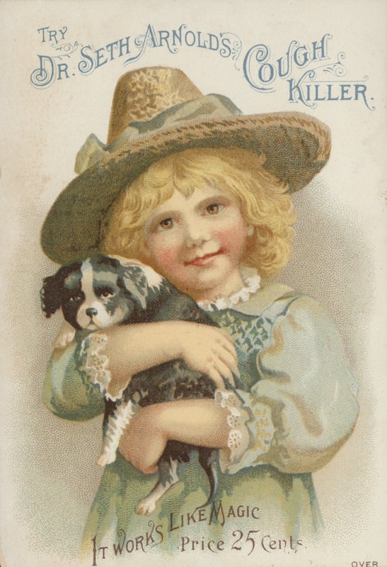 子犬を保持している麦わら帽子の少女 作： アメリカの学校