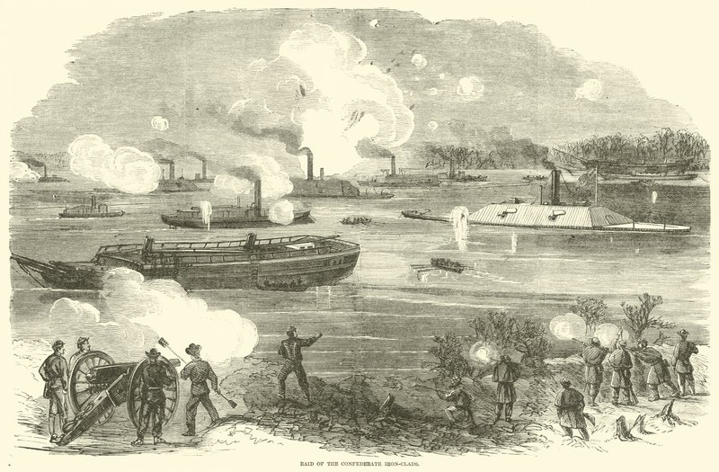 南軍の鉄の覆いの襲撃、1865年2月 作： アメリカの学校