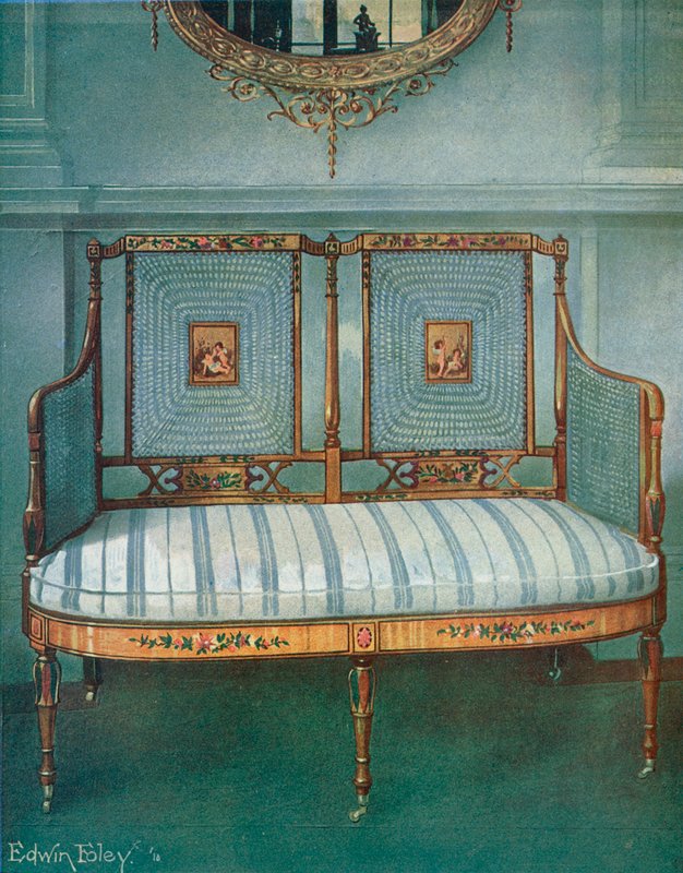 塗られた缶詰のサテンウッドSettee 作： エドウィンジョンフォーリー