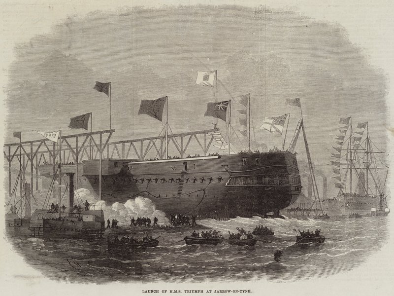 Jarrow-on-TyneでHMS Triumphを発表 作： エドウィン・ウィードン
