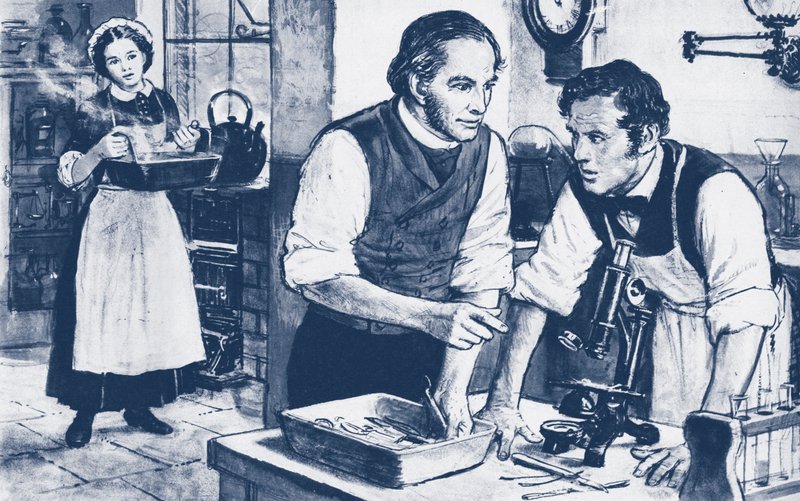 洗浄されていない手術器具に微生物を表示するジョセフリスター 作： 英語学校