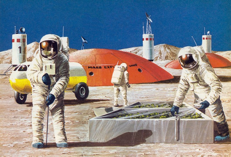 1970年代に想像された、火星で働く男性 作： 英語学校