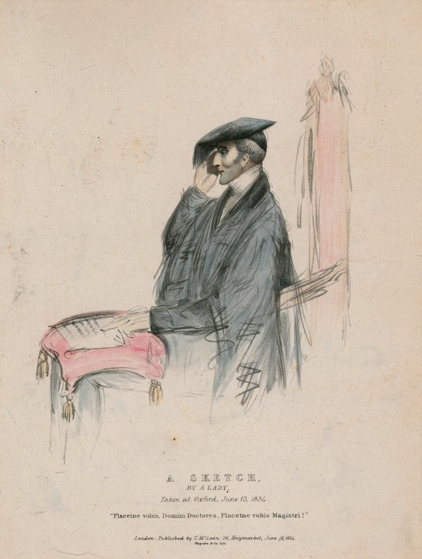 1834年6月13日、オックスフォードで撮影された女性のスケッチであるウェリントン公爵 作： 英語学校