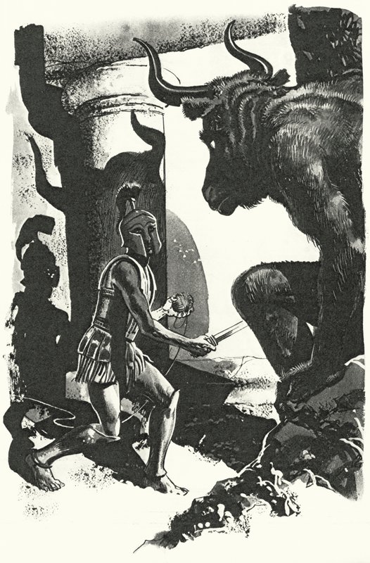 ミノタウルスと対面するテセウス 作： 英語学校
