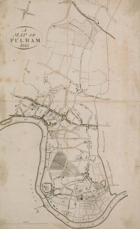 1813年、ロンドンのフラムの地図 作： 英語学校