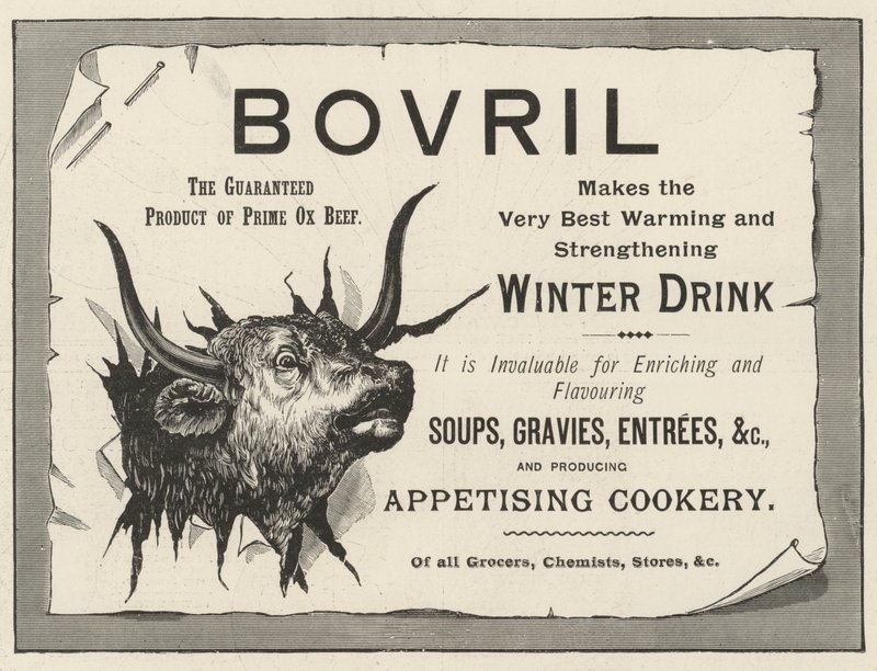 広告「Bovril」（エングレービング 作： 英語学校