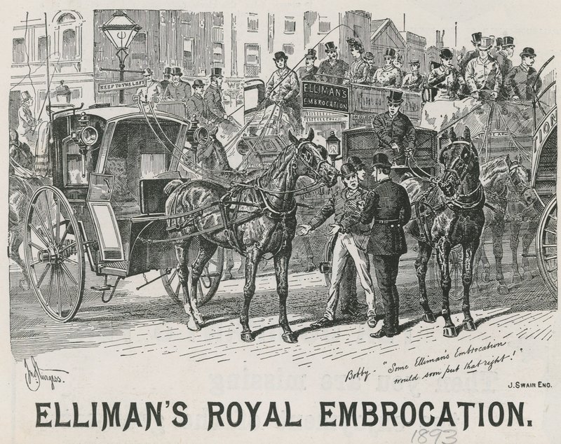 Ellimans Royal Embrocationの広告 作： 英語学校