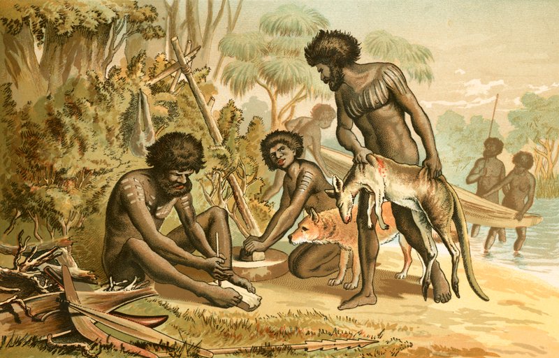 オーストラリアの原住民が食事を準備する 作： 英語学校