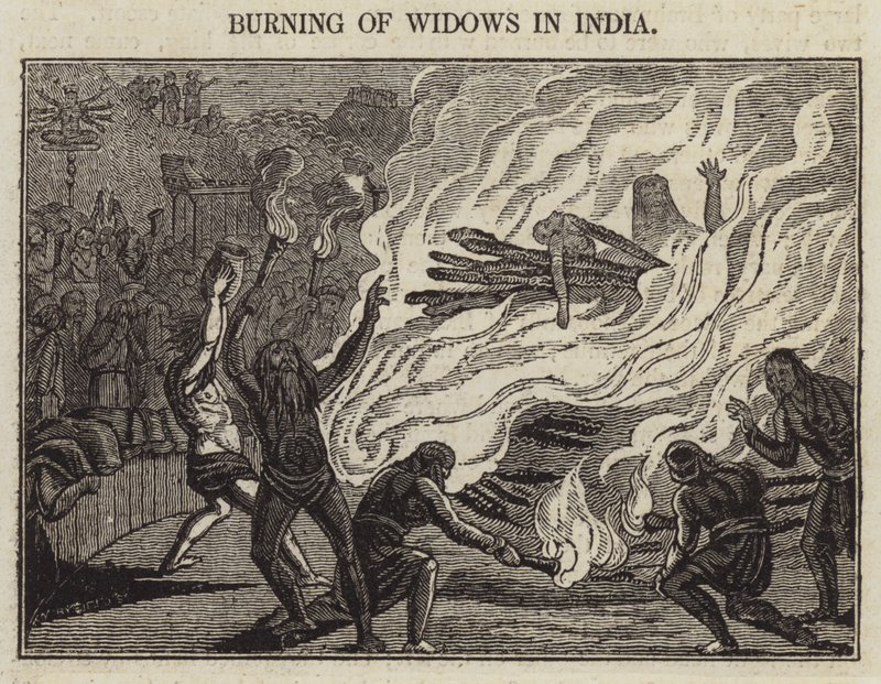 インドでの未亡人の焼身自殺（エングレービング 作： 英語学校