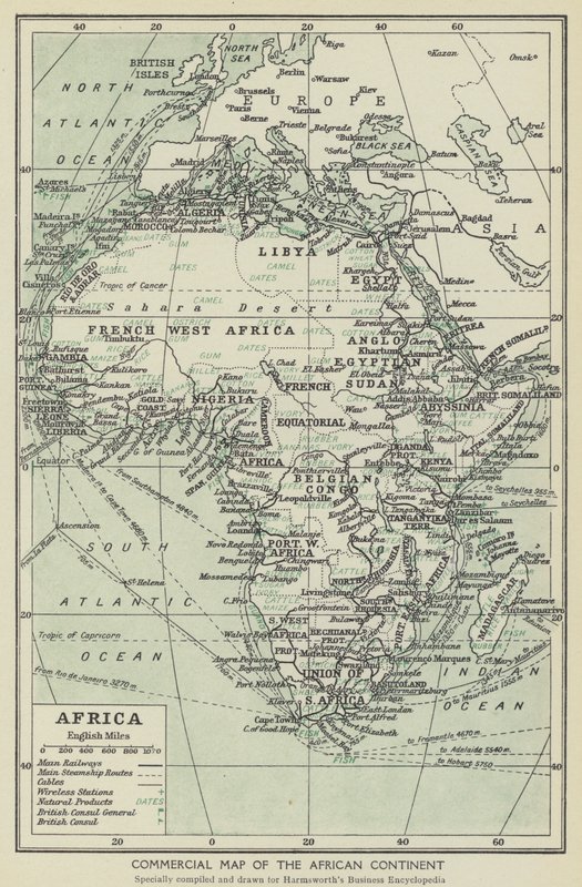 アフリカ大陸の商業地図（リトグラフ） 作： 英語学校