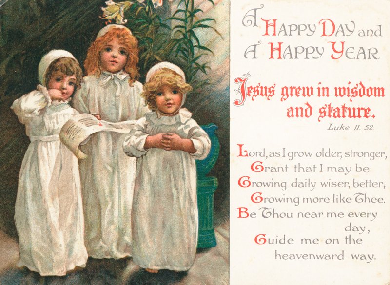 祈りを言う女の子、クリスマスカード 作： 英語学校