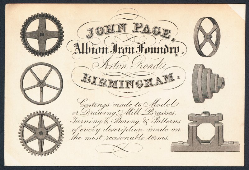 John Page、Albion Iron Foundry、トレードカード 作： 英語学校
