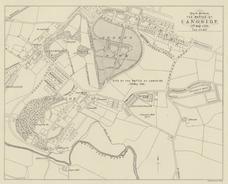 The Battle of Langsideを説明するための地図 作： 英語学校