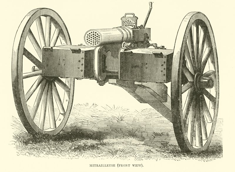 機関銃、正面図、1870年8月 作： 英語学校