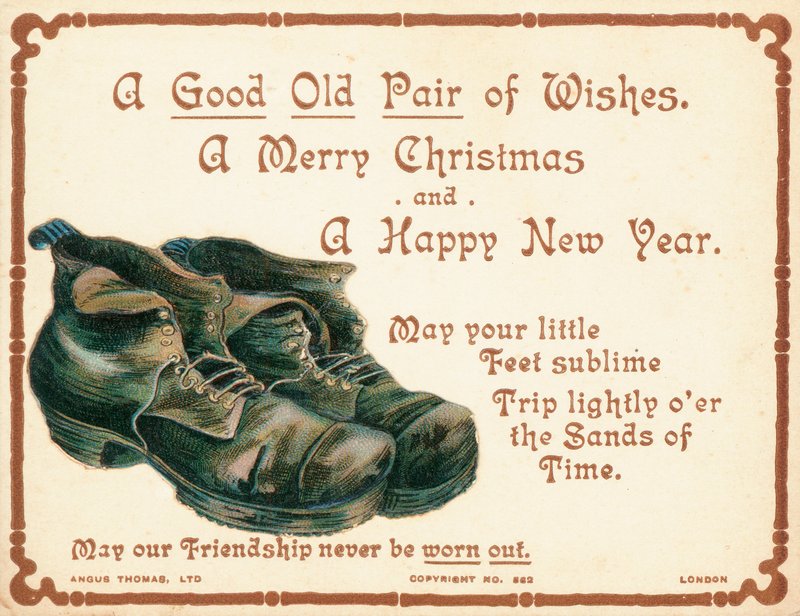 ブーツ、クリスマスカードの古いペア 作： 英語学校