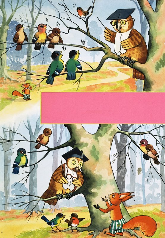 他の鳥を教えるフクロウ 作： 英語学校