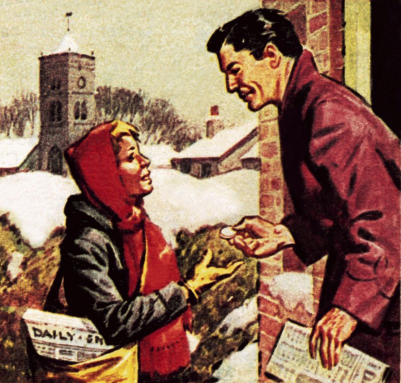 彼のクリスマスボックスを受け取る紙の少年 作： 英語学校