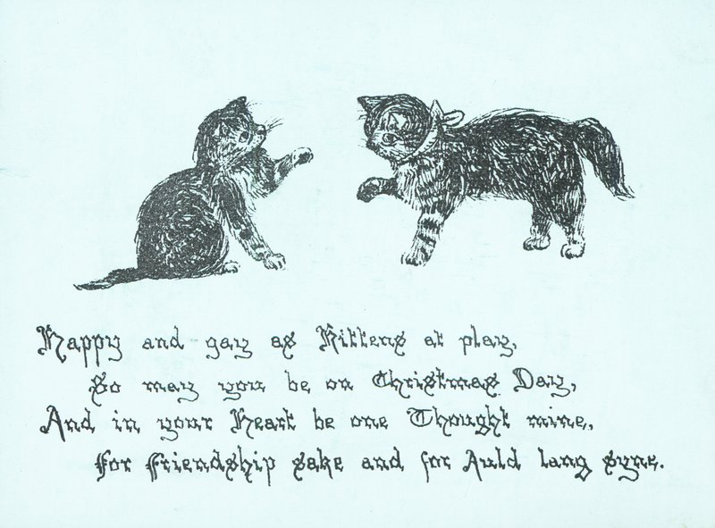 遊び心のある子猫、クリスマスカード 作： 英語学校