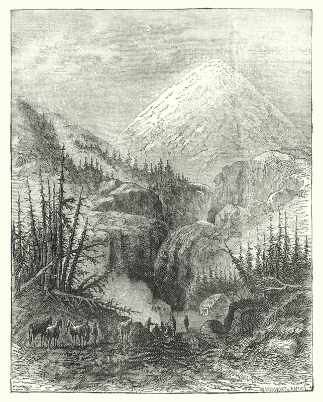 ポポカタペトル（煙る山）（版画 作： 英語学校