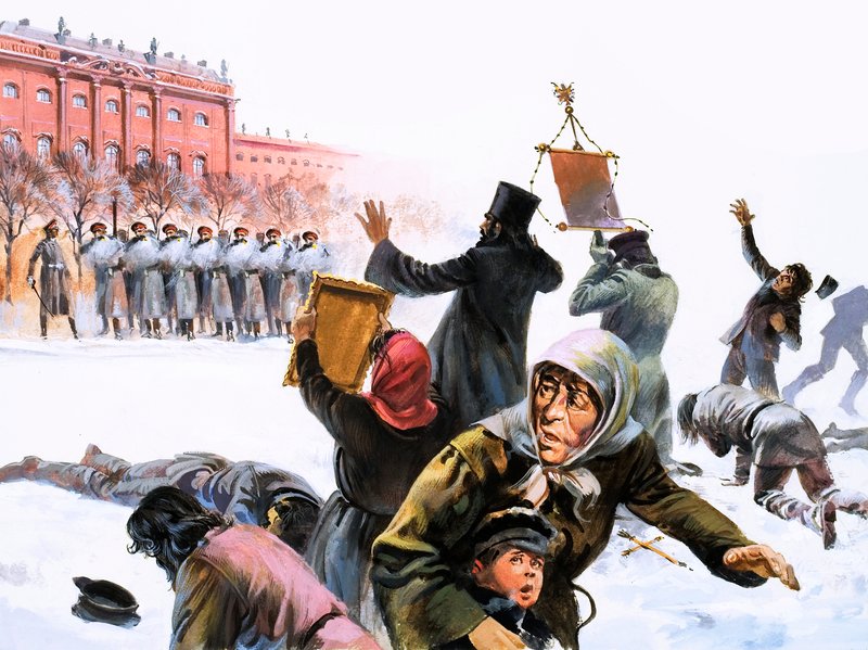 1905年のロシア革命の場面 作： 英語学校