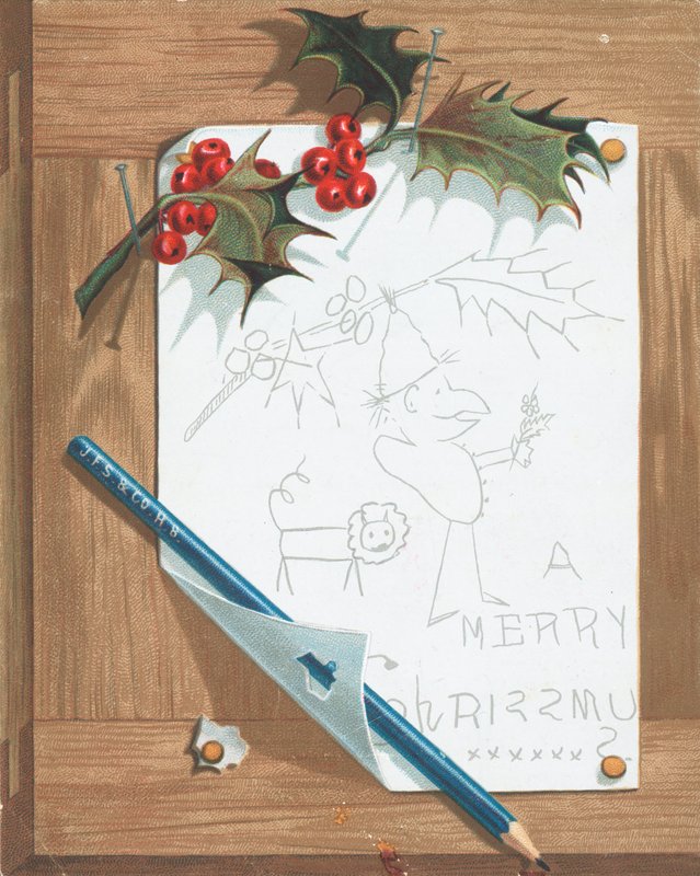 ピンボード、クリスマスカードにスケッチ 作： 英語学校