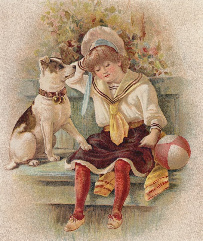眠る少女とその犬（クロモリト） 作： 英語学校
