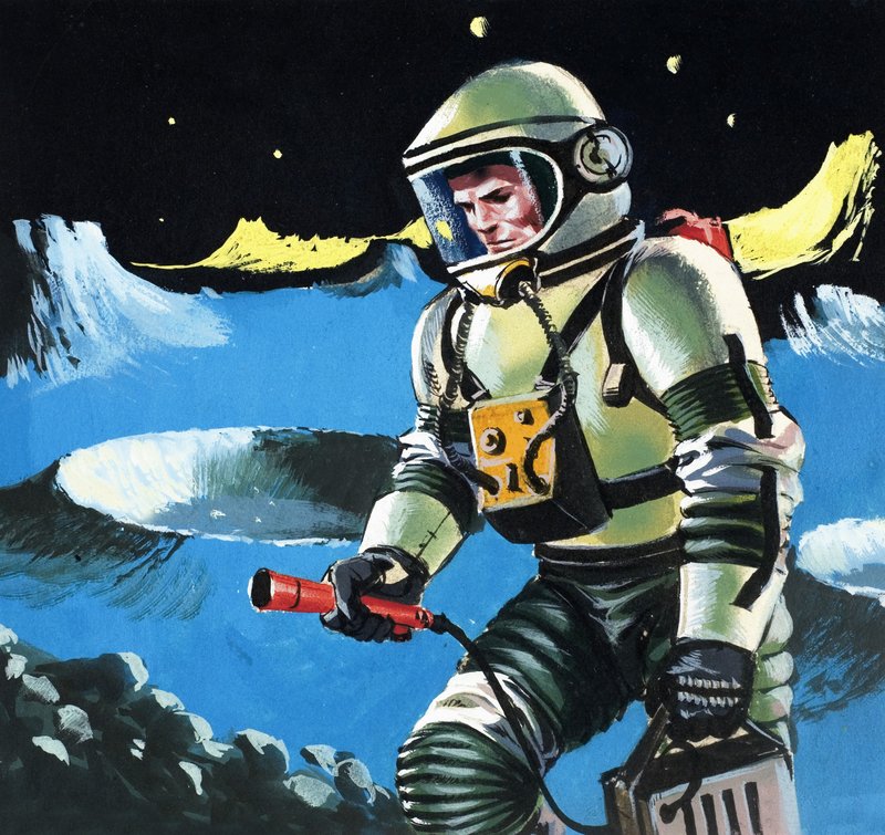 宇宙飛行士が大気をテストする 作： 英語学校