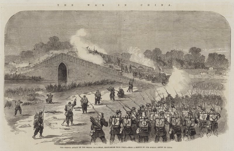 中国での戦争の様子（彫刻 作： 英語学校
